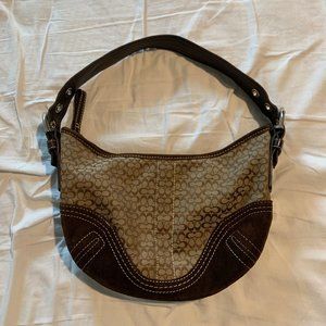 Vintage COACH PURSE #H052-2154, Brown Signature C Mini Hobo Shoulder Bag